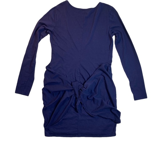 Michael Stars Navy Faux Wrap Tie Waist long sleeve Tee Dress - Picture 2 of 9